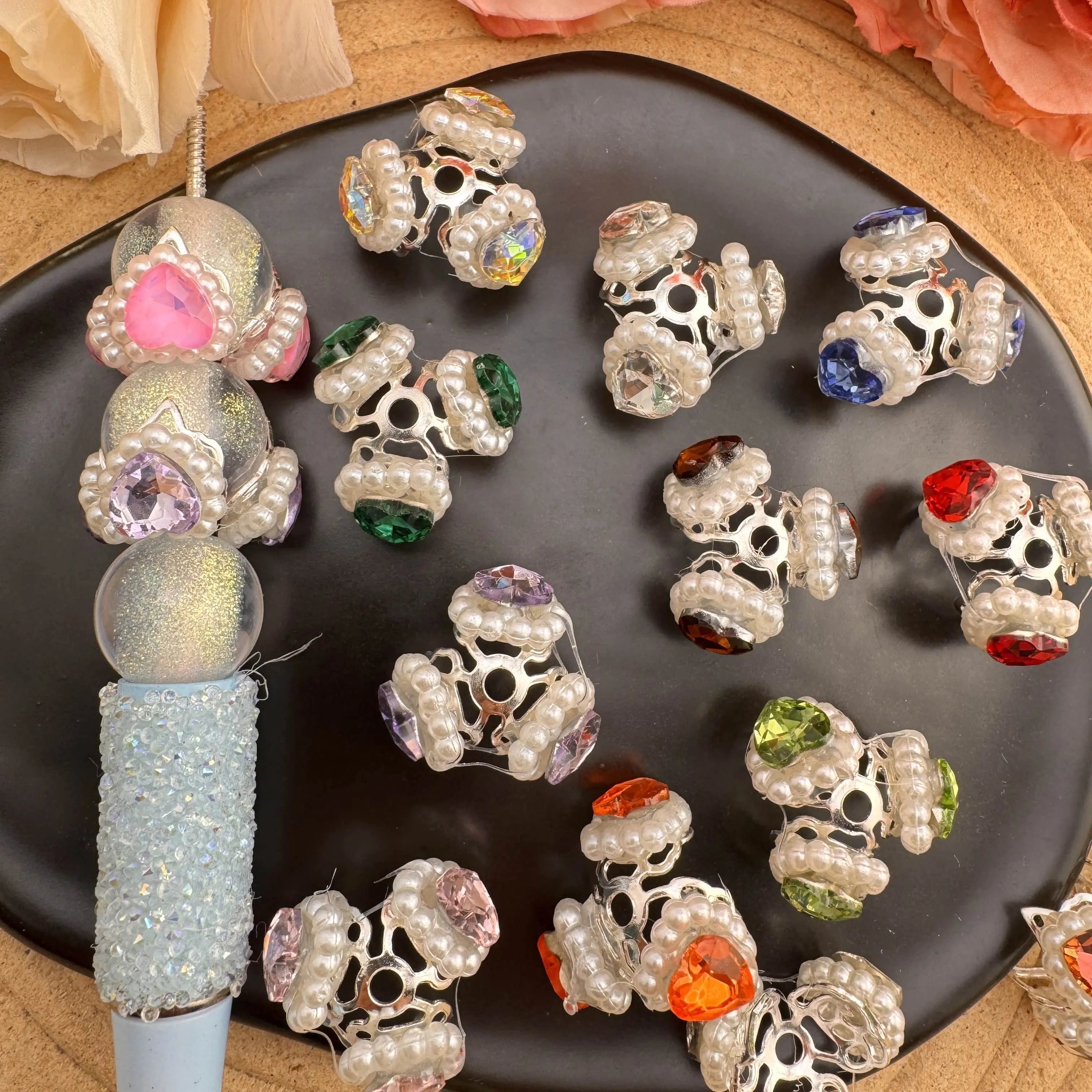 20mm Crystal Heart Metal Spacer Fit For Beadable Pens Zoe DIY Wholesale