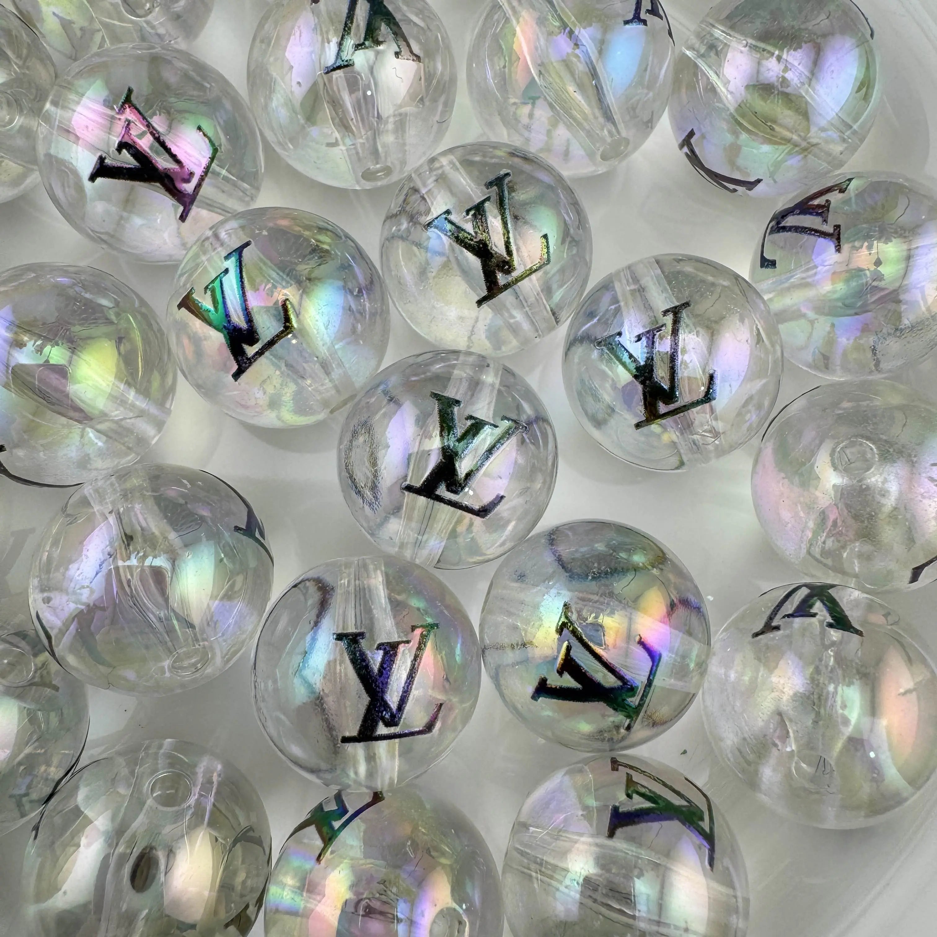 20mm UV Coating Clear Acyclic Printed Beads Fit For Beadable Pens Zoe DIY Wholesale