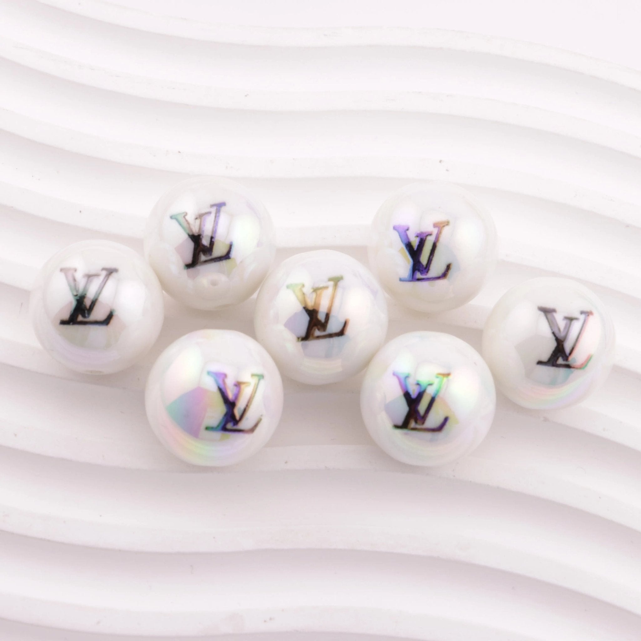 20mm Solid-Color White Color Printed Acrylic Beads for DIY Crafting Necklace Bracelet Jewelry Making Keychain -Zoe DIY Wholesale