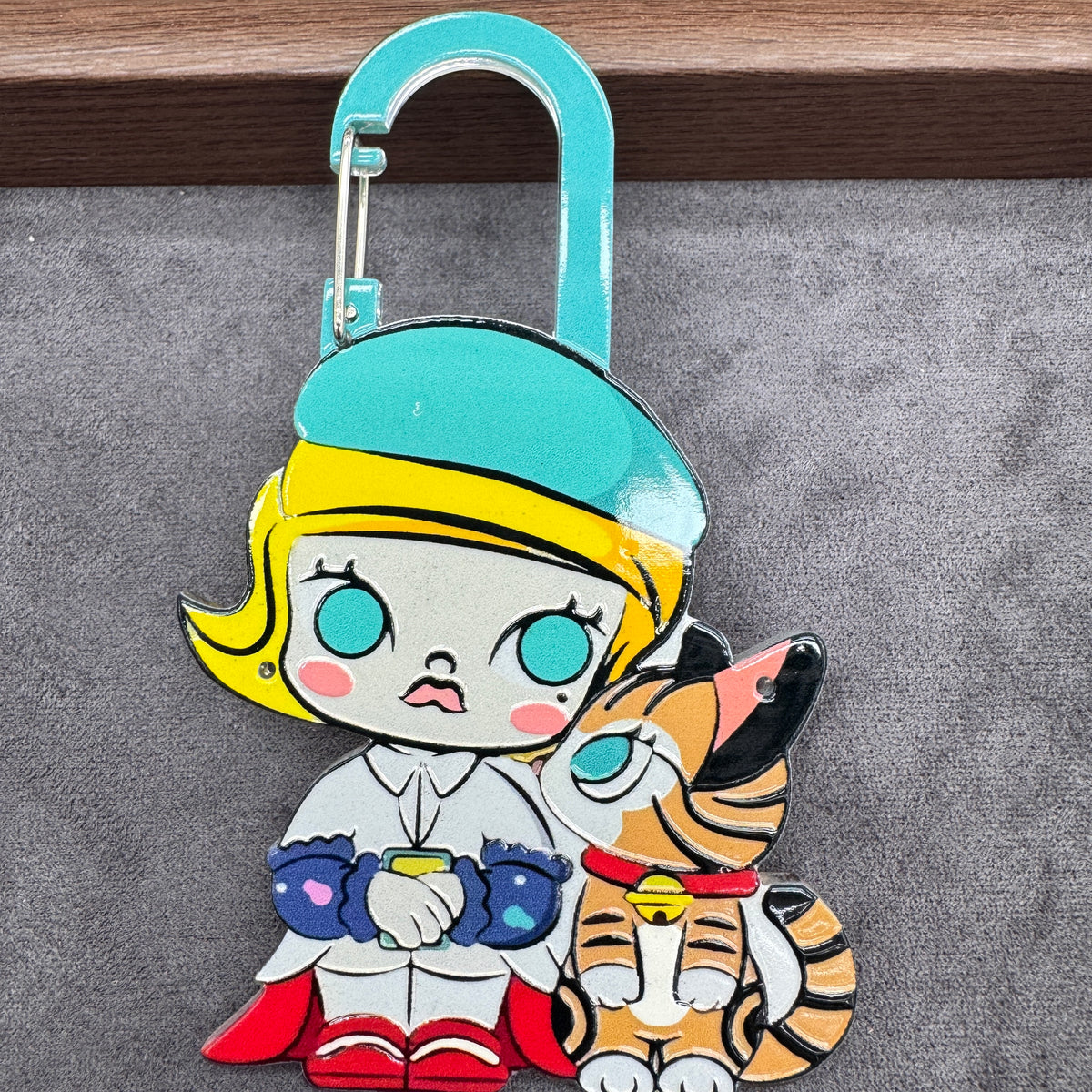 Large‑sized Girl with Little Tiger  Bag Charm,Decorative Carabiner Bag Accessories for DIY Crafts