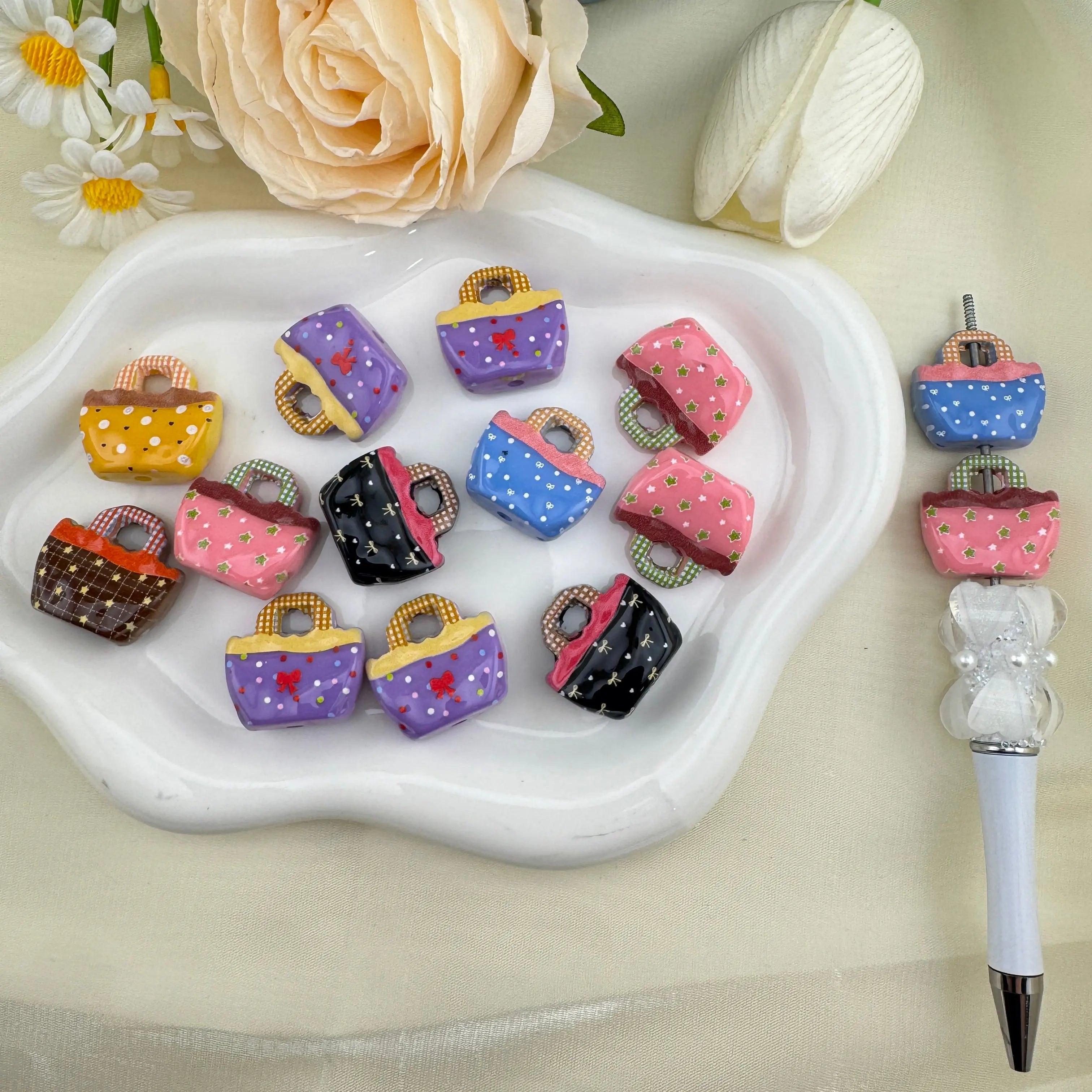 23.7×24.6mm Random Mixed Color Handbag Acrylic Beads for DIY Jewellery Making (Necklaces and Bracelets) Zoe DIY Wholesale