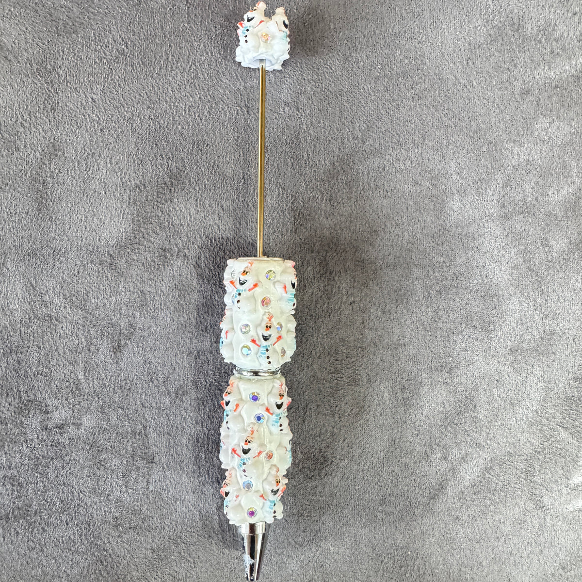 Beadable Clay Pens with Christmas Ornaments and AB Rhinestones, Red Green and White