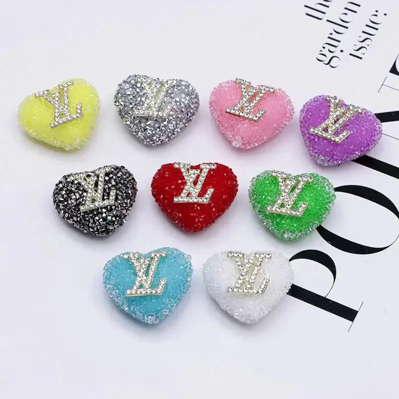 2.3×2.5 Cm Lv Heart - Shaped Granulated Sugar for Crafts DIY Bracelets Keychains Pens Jewelry Making Supplies -Zoe DIY Wholesale