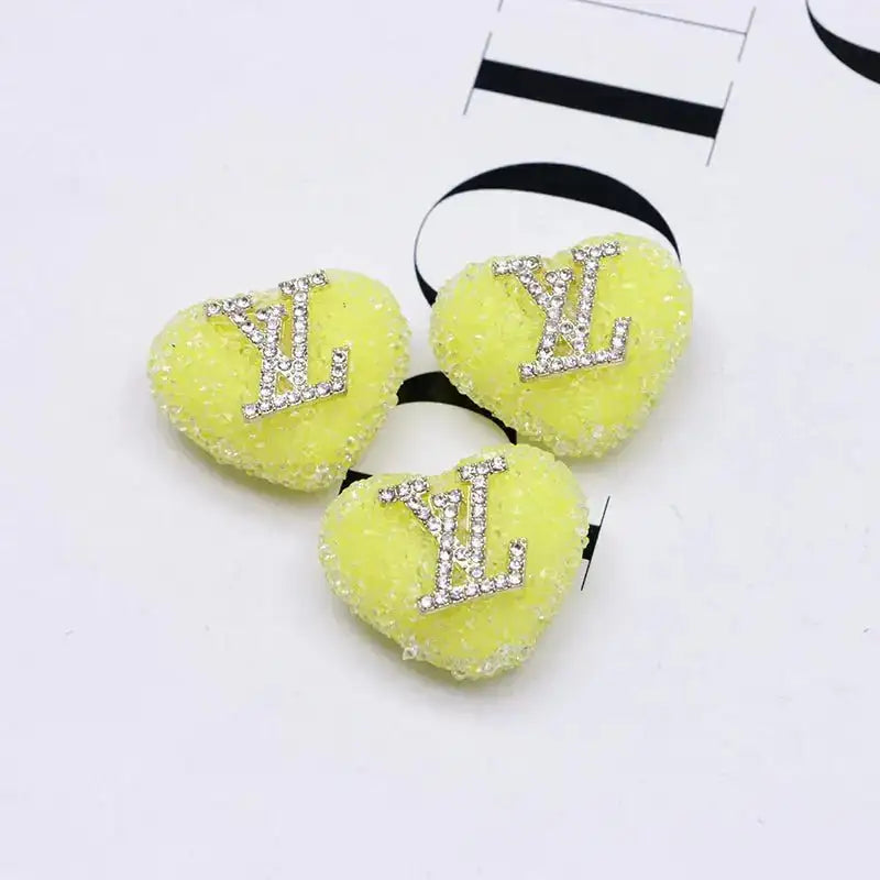 2.3×2.5 Cm Lv Heart - Shaped Granulated Sugar for Crafts DIY Bracelets Keychains Pens Jewelry Making Supplies -Zoe DIY Wholesale