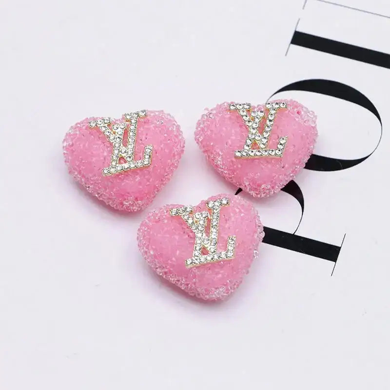 2.3×2.5 Cm Lv Heart - Shaped Granulated Sugar for Crafts DIY Bracelets Keychains Pens Jewelry Making Supplies -Zoe DIY Wholesale