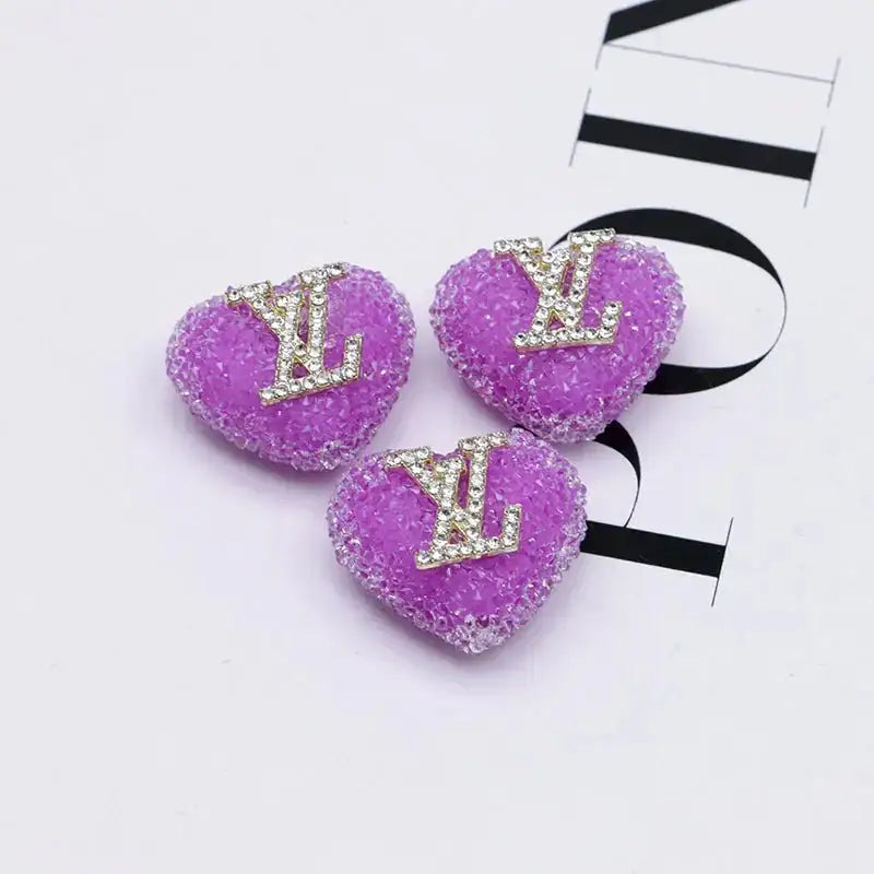 2.3×2.5 Cm Lv Heart - Shaped Granulated Sugar for Crafts DIY Bracelets Keychains Pens Jewelry Making Supplies -Zoe DIY Wholesale