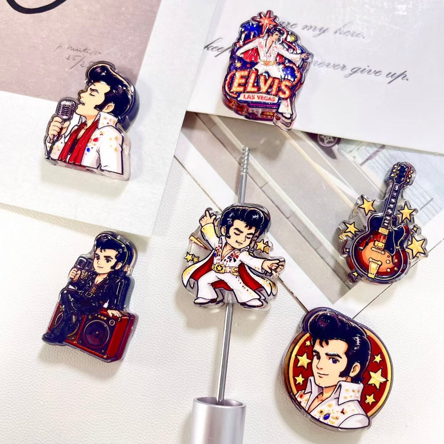 The King of Rock and Roll Elvis Presley Acrylic Focal Beads,Random Mix