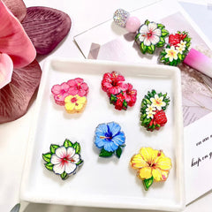 Tropical Flower Acrylic Focal Beads,Random Mix