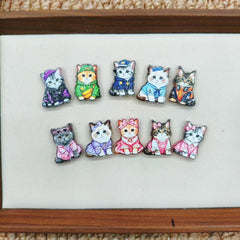 Cute Dressed Cat Acrylic Focal Beads,Random Mix