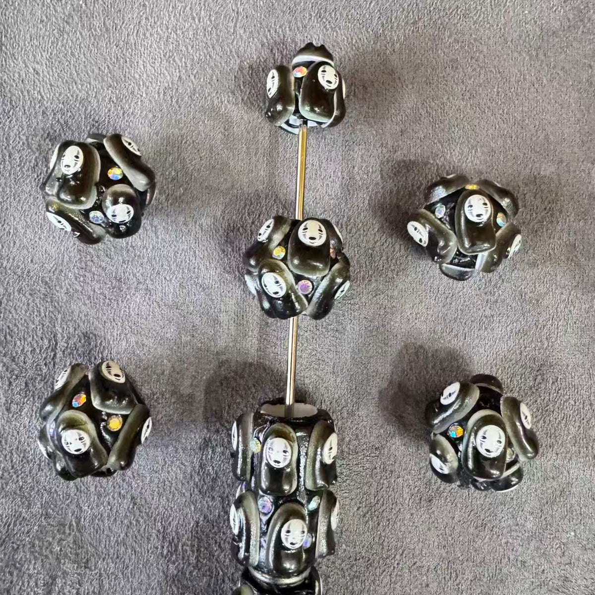 Clay Beads with No‑Face and AB Rhinestones, 18MM