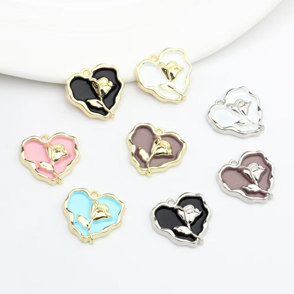 FS4386-13*14mm Rose Heart Alloy Beads