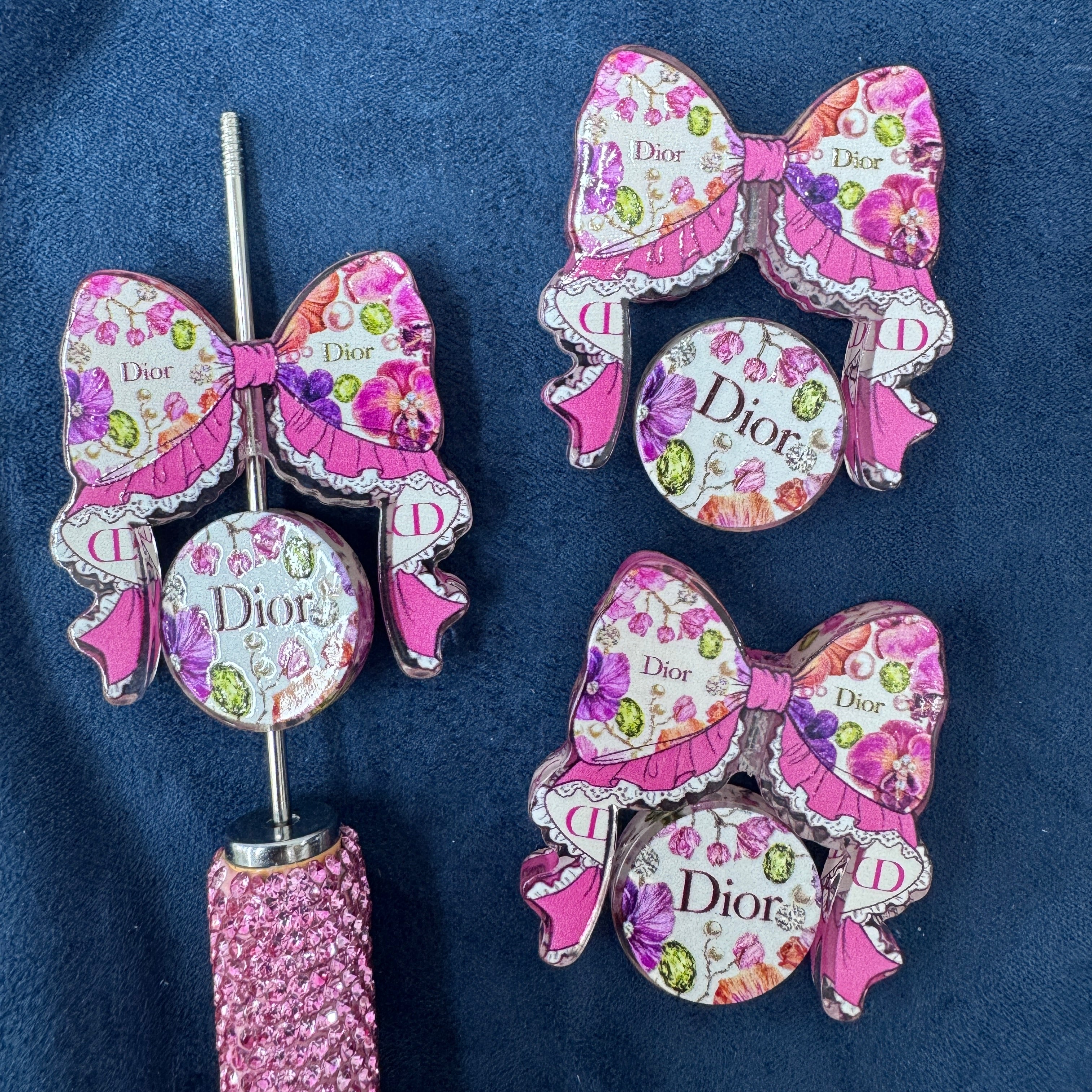 Bow Printed Acrylic Beads As Picture Shows