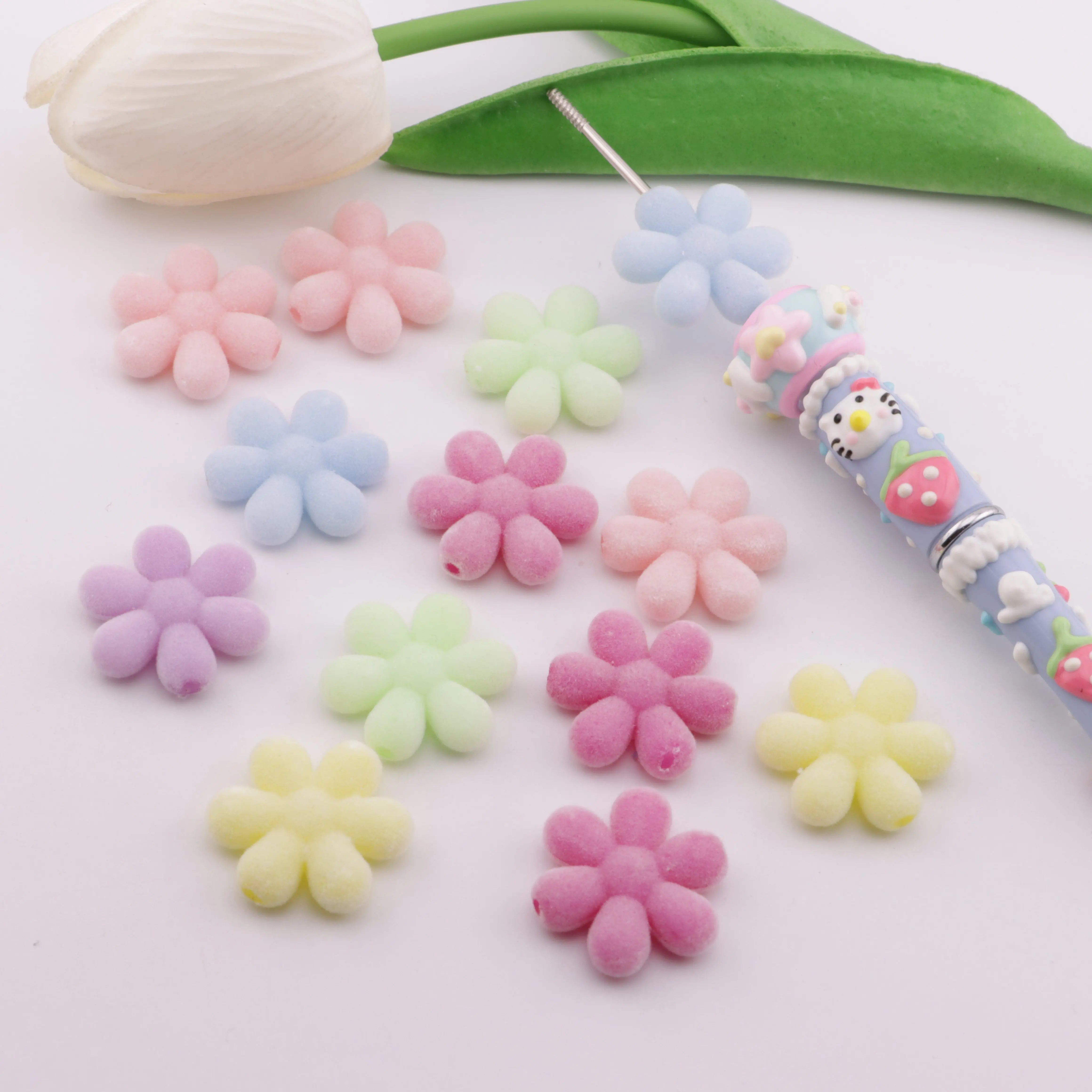 24mm Velvet Snowflake Beads ZoeDIY Shop