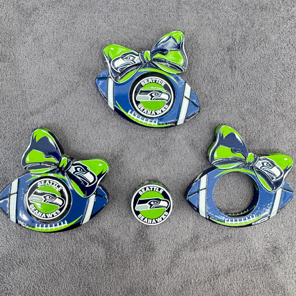Sport‑Football‑Rotary Acrylic Beads Rugby Knot Hollowed Frame and Decoration,Blue‑Green Color