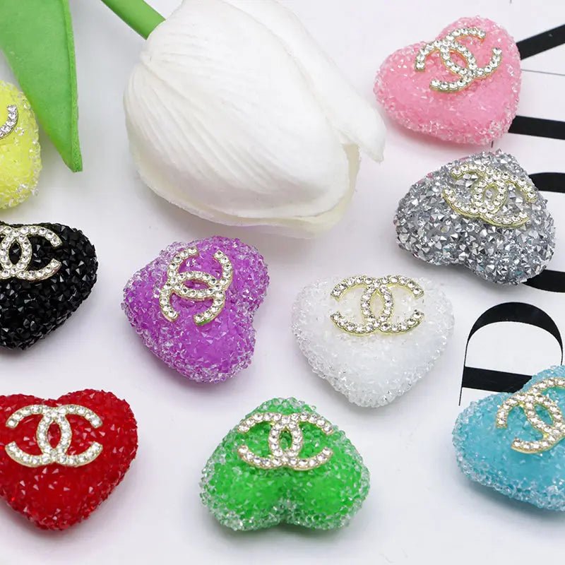 2.5×2.3 Cm Cc Heart-Shaped Granulated Suga for Crafts DIY Bracelets Keychains Pens Jewelry Making Supplies -Zoe DIY Wholesale