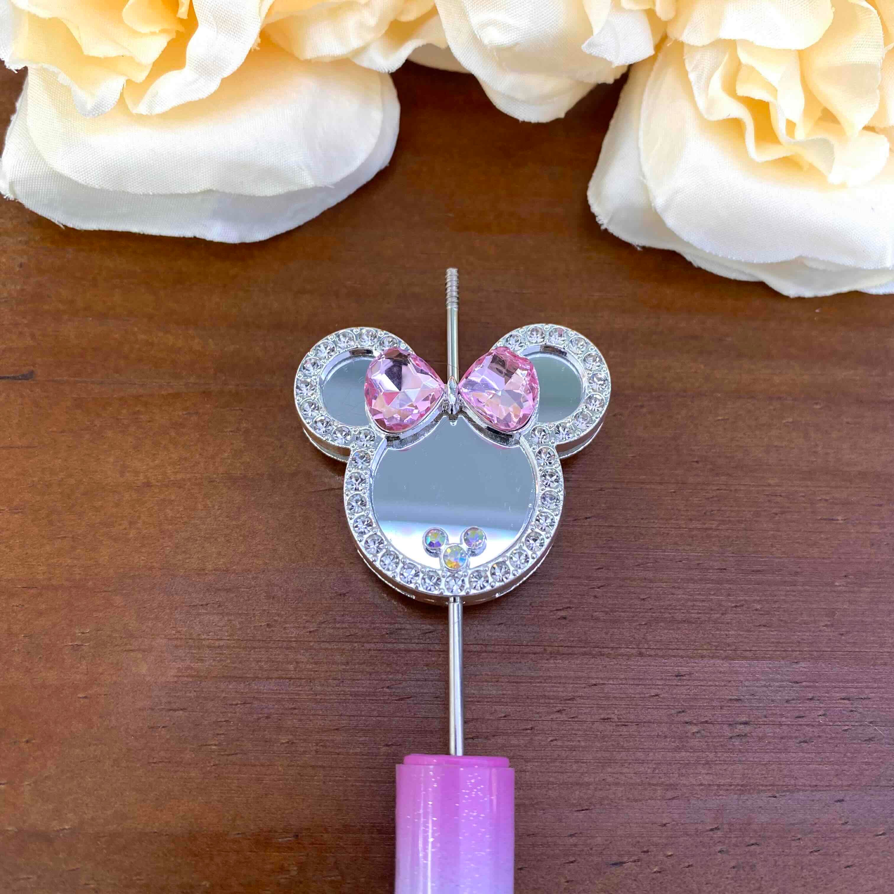 FS20638-Rhinestone Mickey Head Mirror Metal Beads