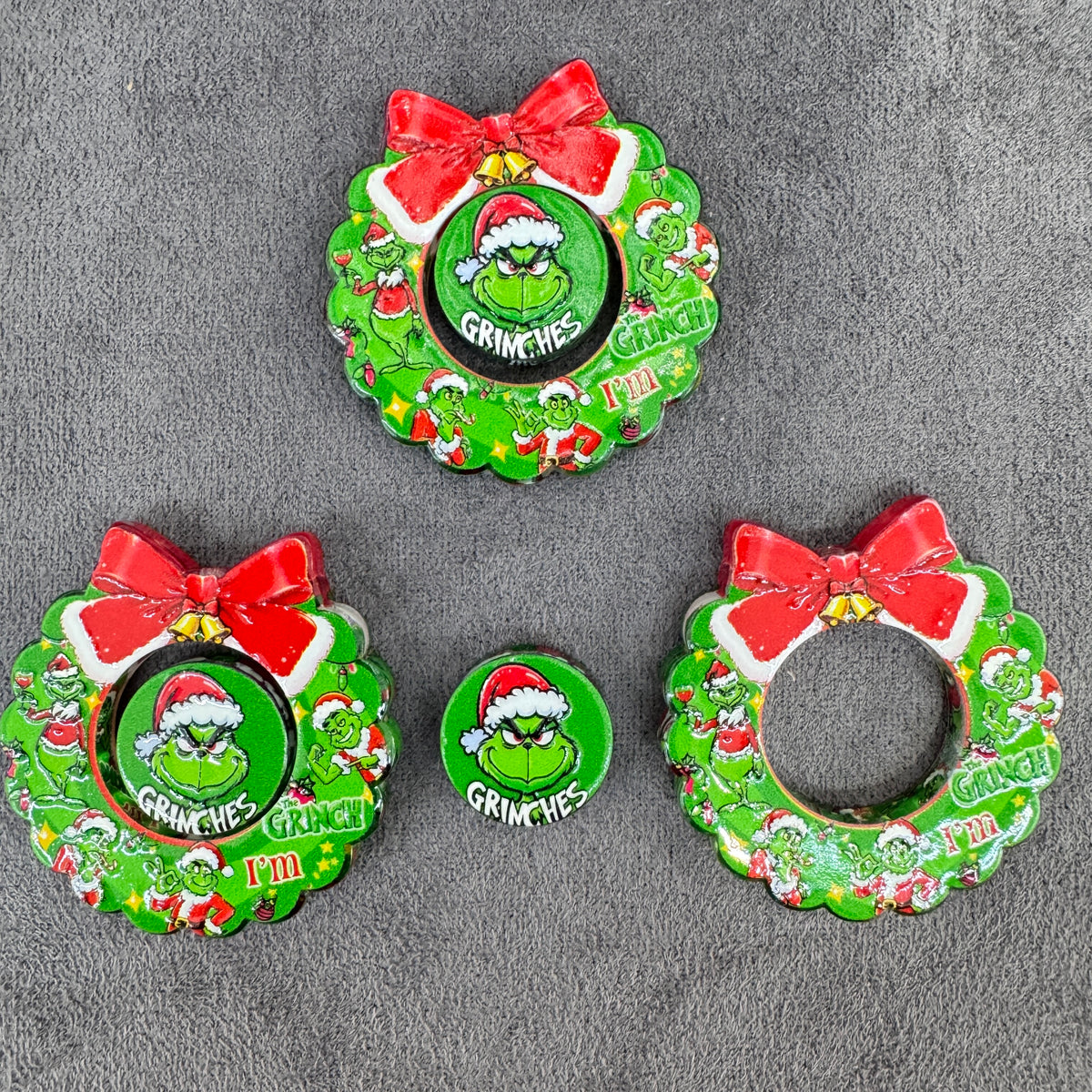 Grinch Christmas Wreath Acrylic Beads Hollowed Ring Frame and Decoration
