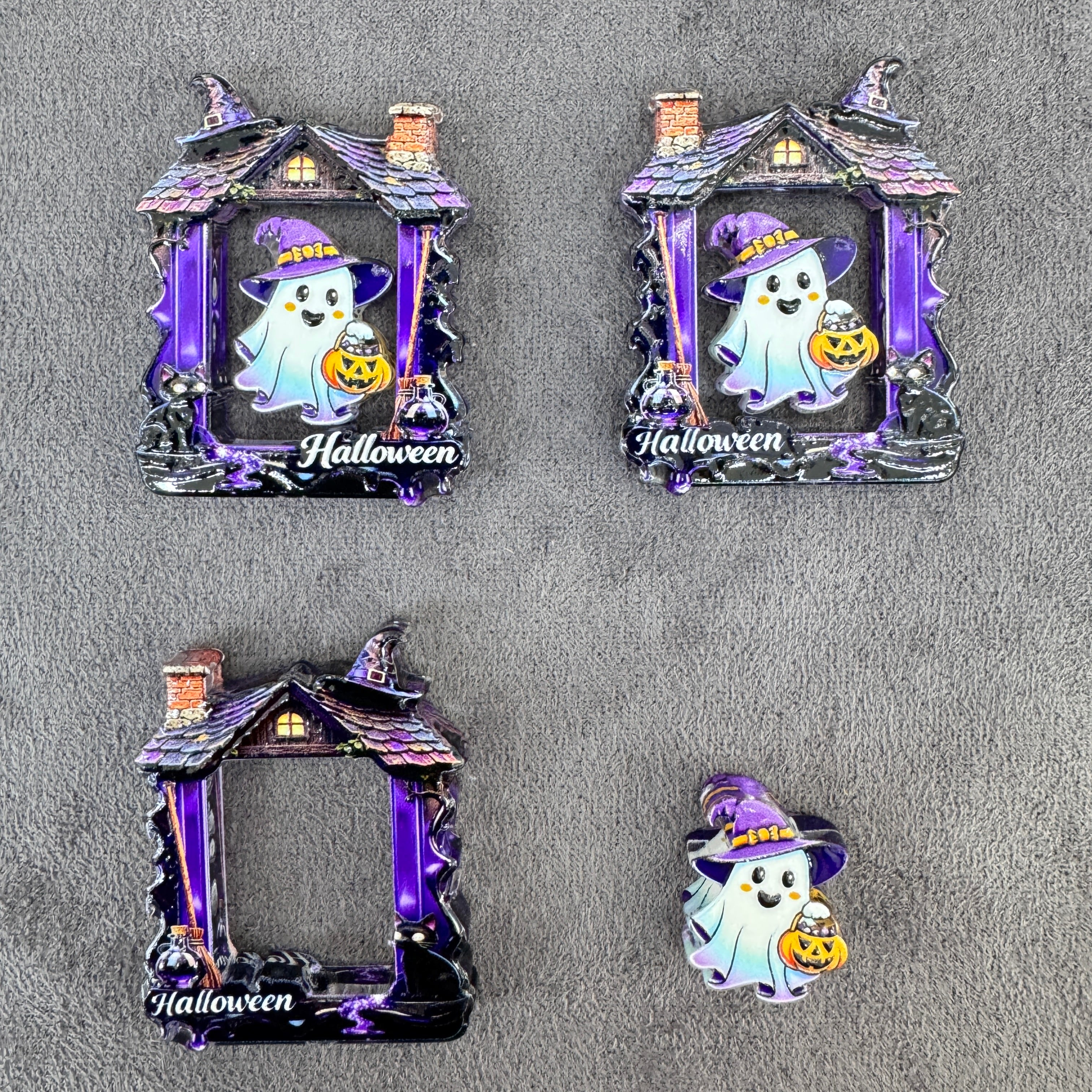 Halloween Ghost witch Hat Acrylic Beads Square Theater Frame Hollow