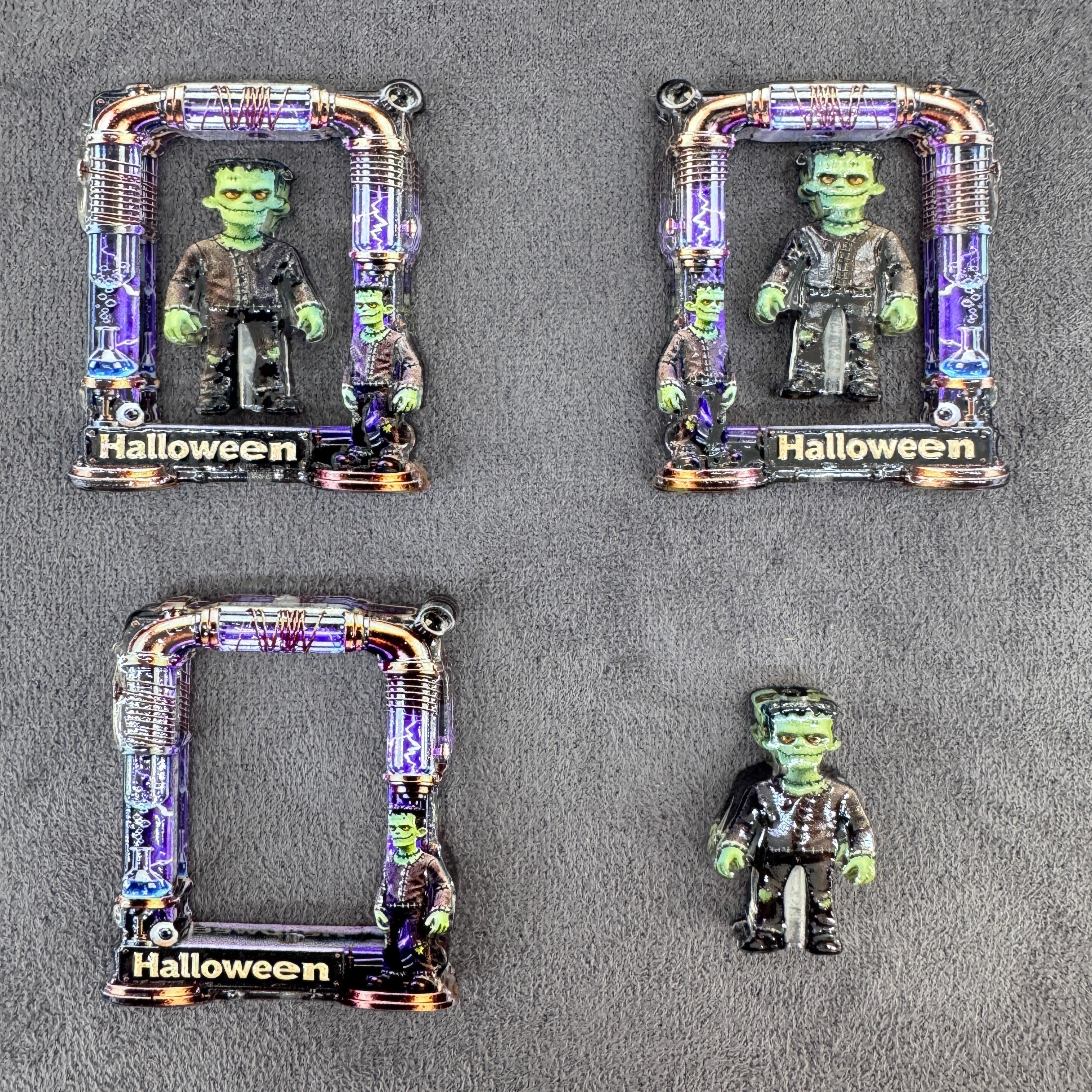 Halloween Frankenstein Monster Acrylic Beads Square Theater Frame Hollow