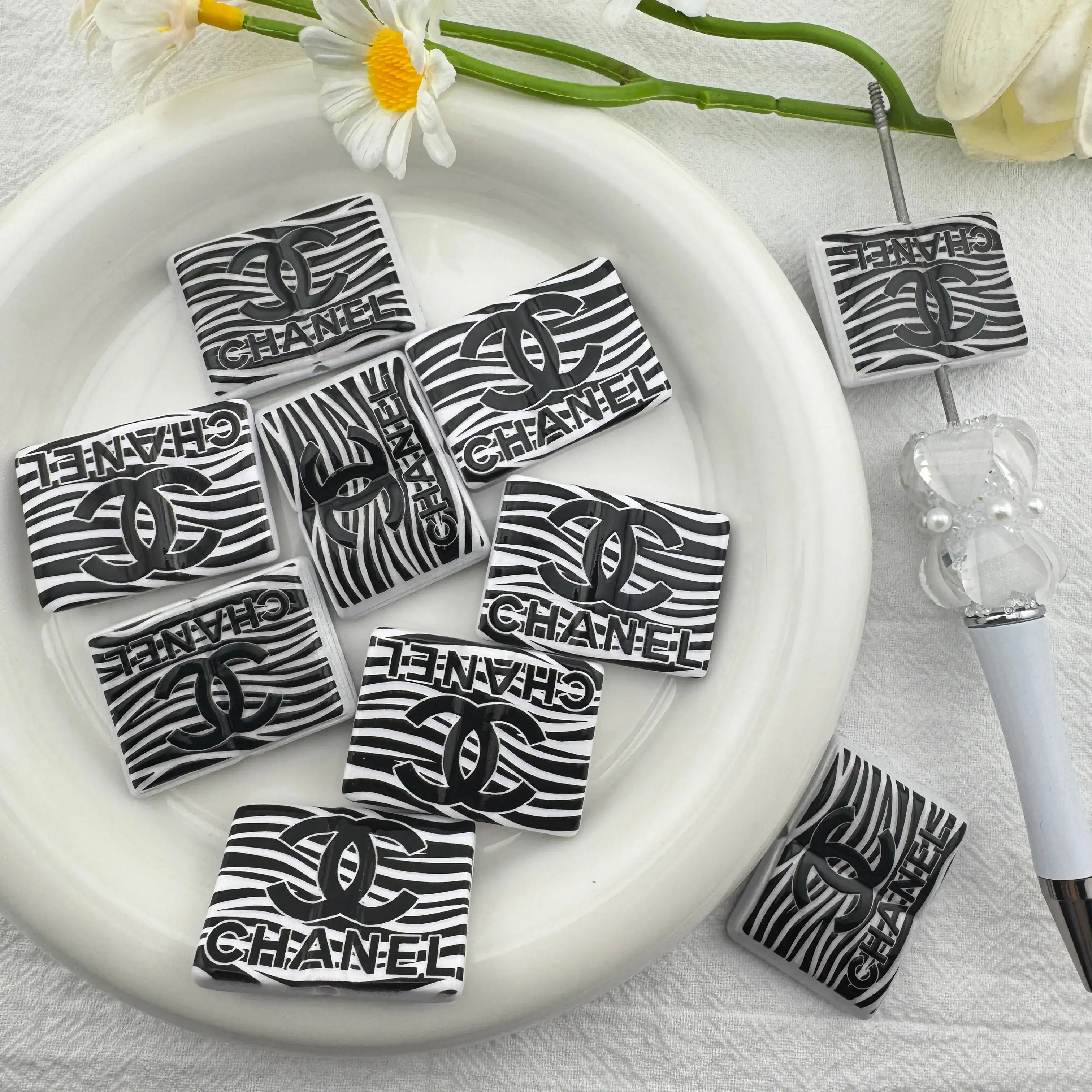 25×34mm Book Shape Printed Acrylic Beads Zoe's DIY Shop