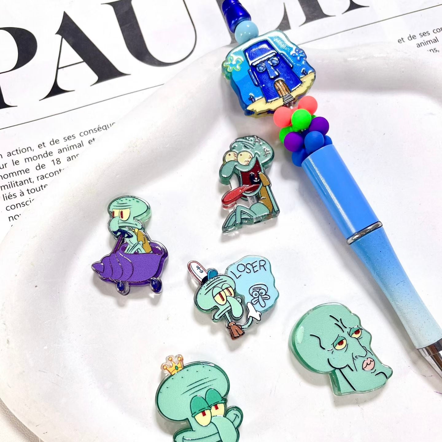 Funny Ocean Octopus Character Assorted Styles Acrylic Focal Beads For Pen Toppers Random Mix