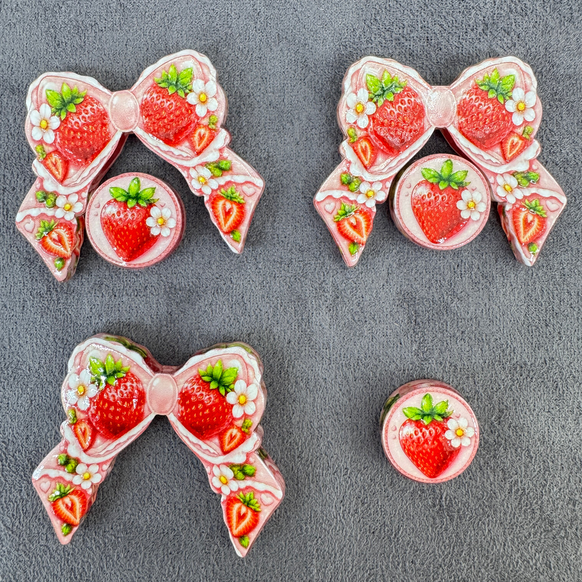 Sweet Strawberry Acrylic Beads Bow and Ornament,For Pen Toppers