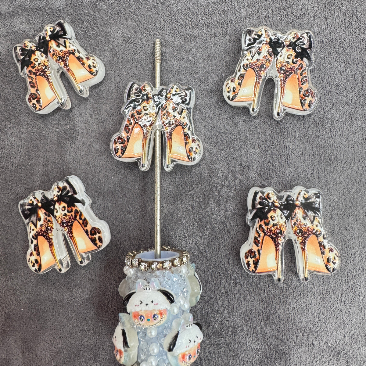 Leopard‑Print Hello Kitty Cat Series Acrylic Focal Beads