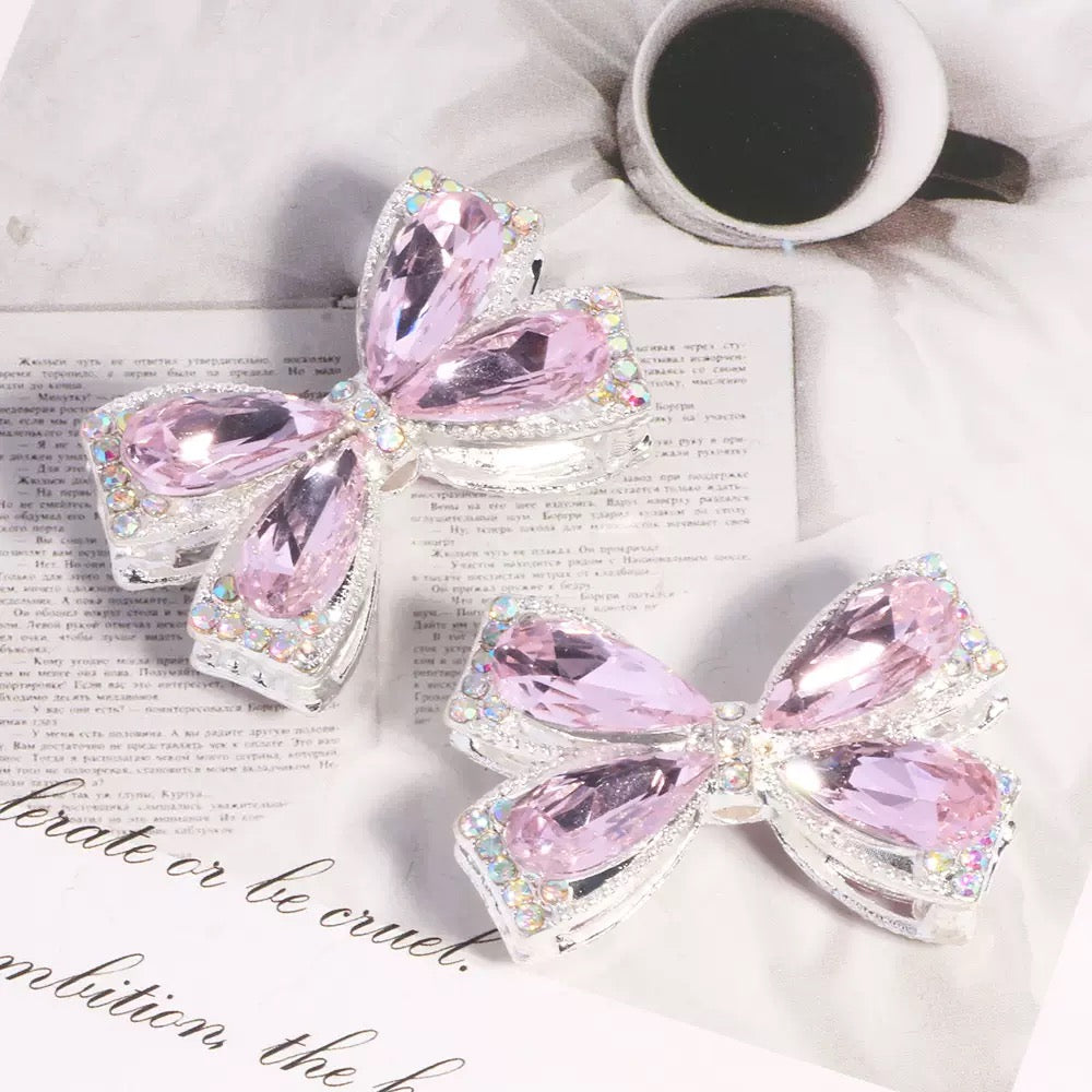 FS4850-About 27×34cm Crystal Glass Rhinestone Bow Metal Beads