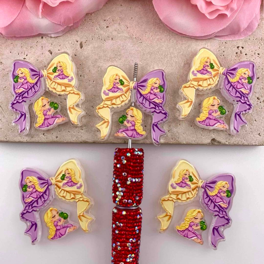 Rapunzel Princess Character Series Acrylic Beads Bow and Decoration, Random Mix ,For Pen Toppers
