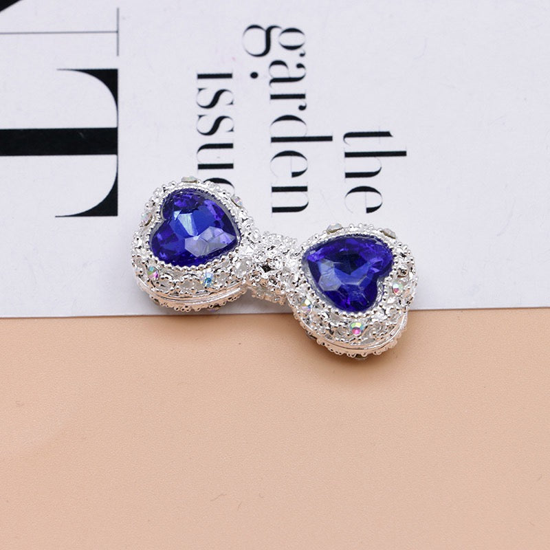 Bow Rhinestone Metal Beads Hollow Bowtie with Bling Bling Heart Diamond,About 16×35×13mm,Random Mix