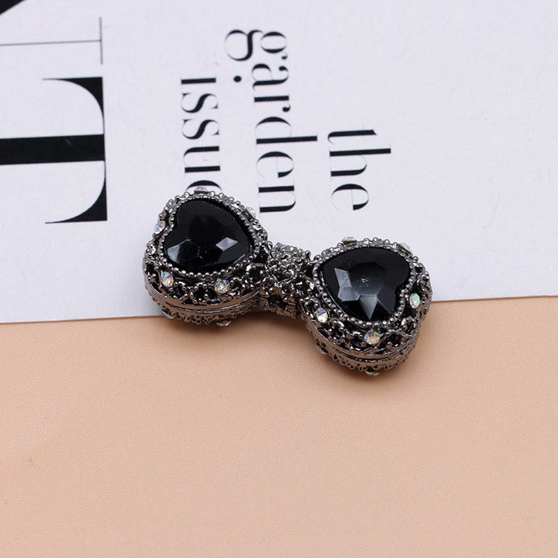 Bow Rhinestone Metal Beads Hollow Bowtie with Bling Bling Heart Diamond,About 16×35×13mm,Random Mix