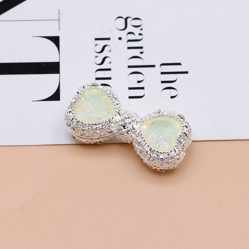 Bow Rhinestone Metal Beads Hollow Bowtie with Bling Bling Heart Diamond,About 16×35×13mm,Random Mix