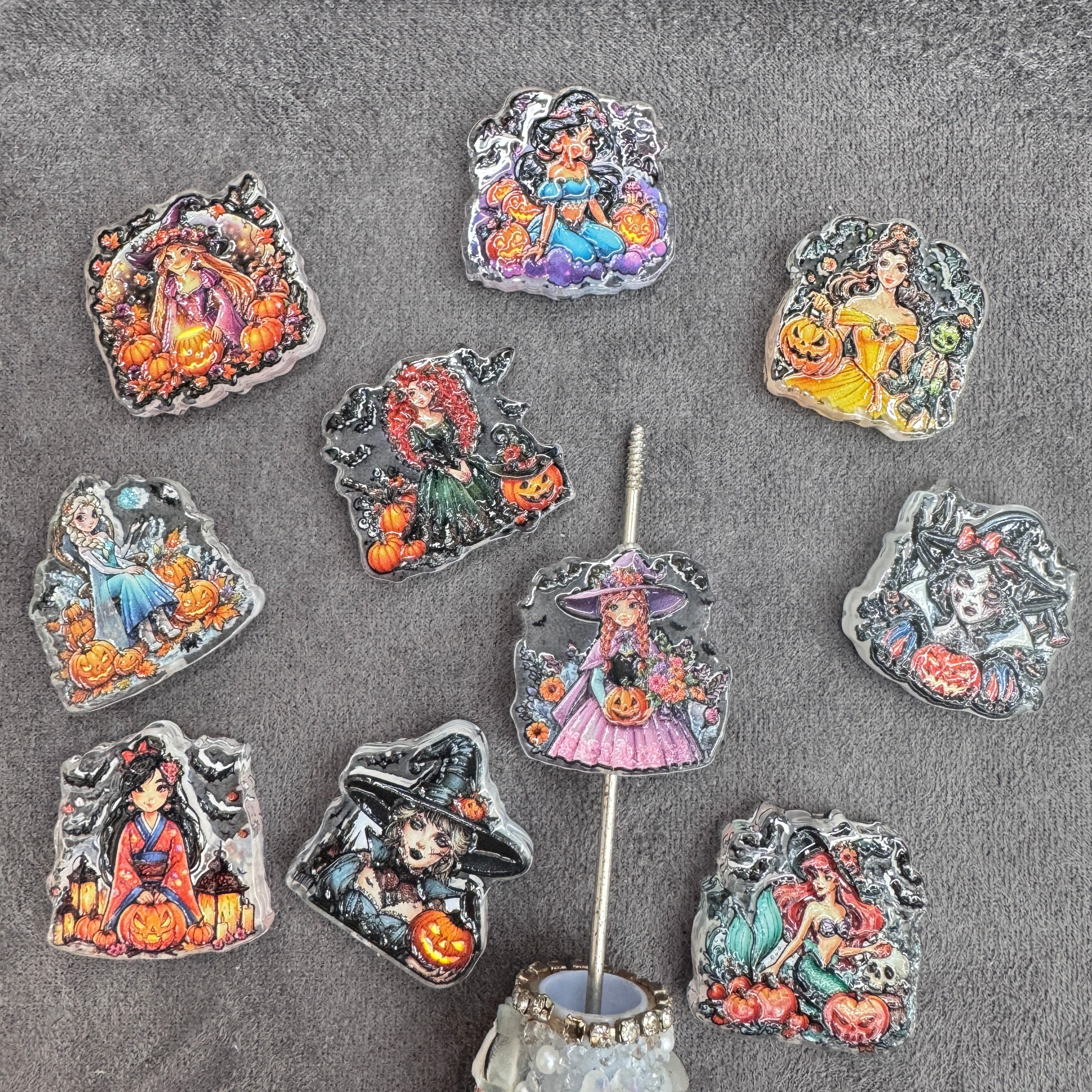 Halloween Pumpkin Witch Classic Beautiful Princess Acrylic Focal Beads