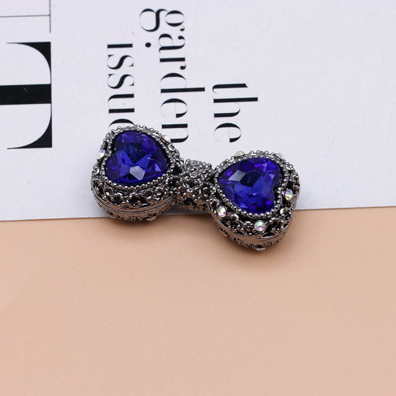 Bow Rhinestone Metal Beads Hollow Bowtie with Bling Bling Heart Diamond,About 16×35×13mm,Random Mix
