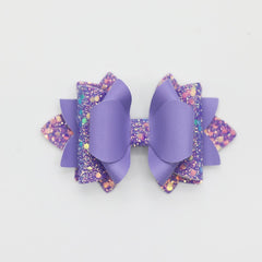 Matte Multi‑Layer Glitter Faux Leather Bow Beads,Multi‑Color