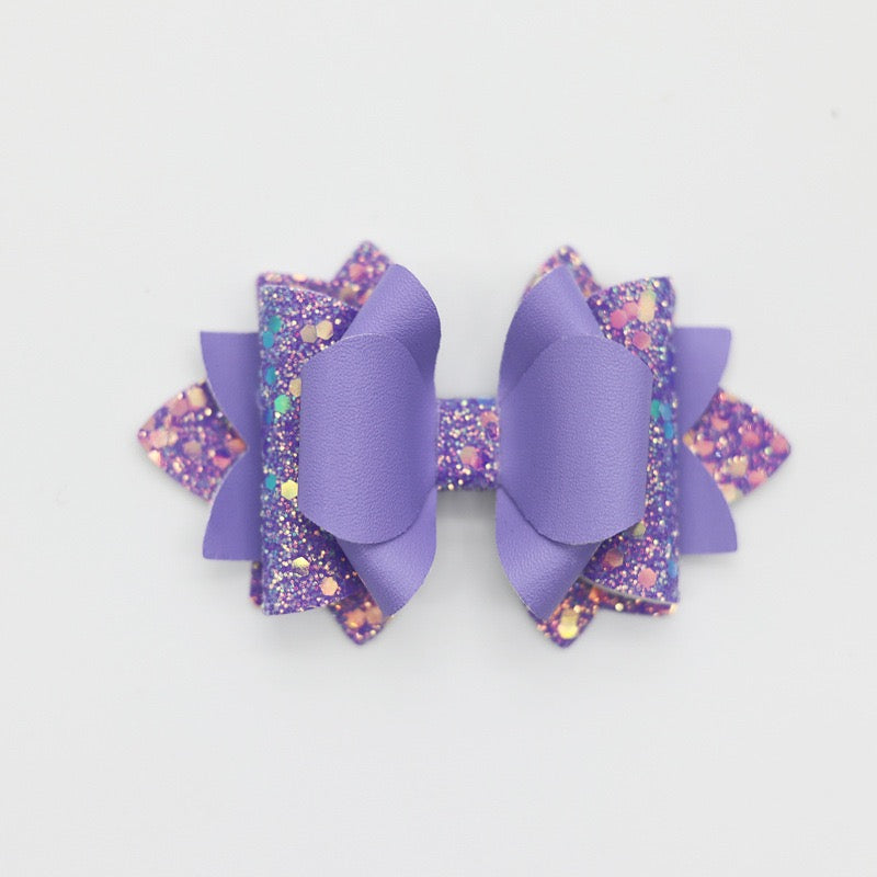 Matte Multi‑Layer Glitter Faux Leather Bow Beads,Multi‑Color