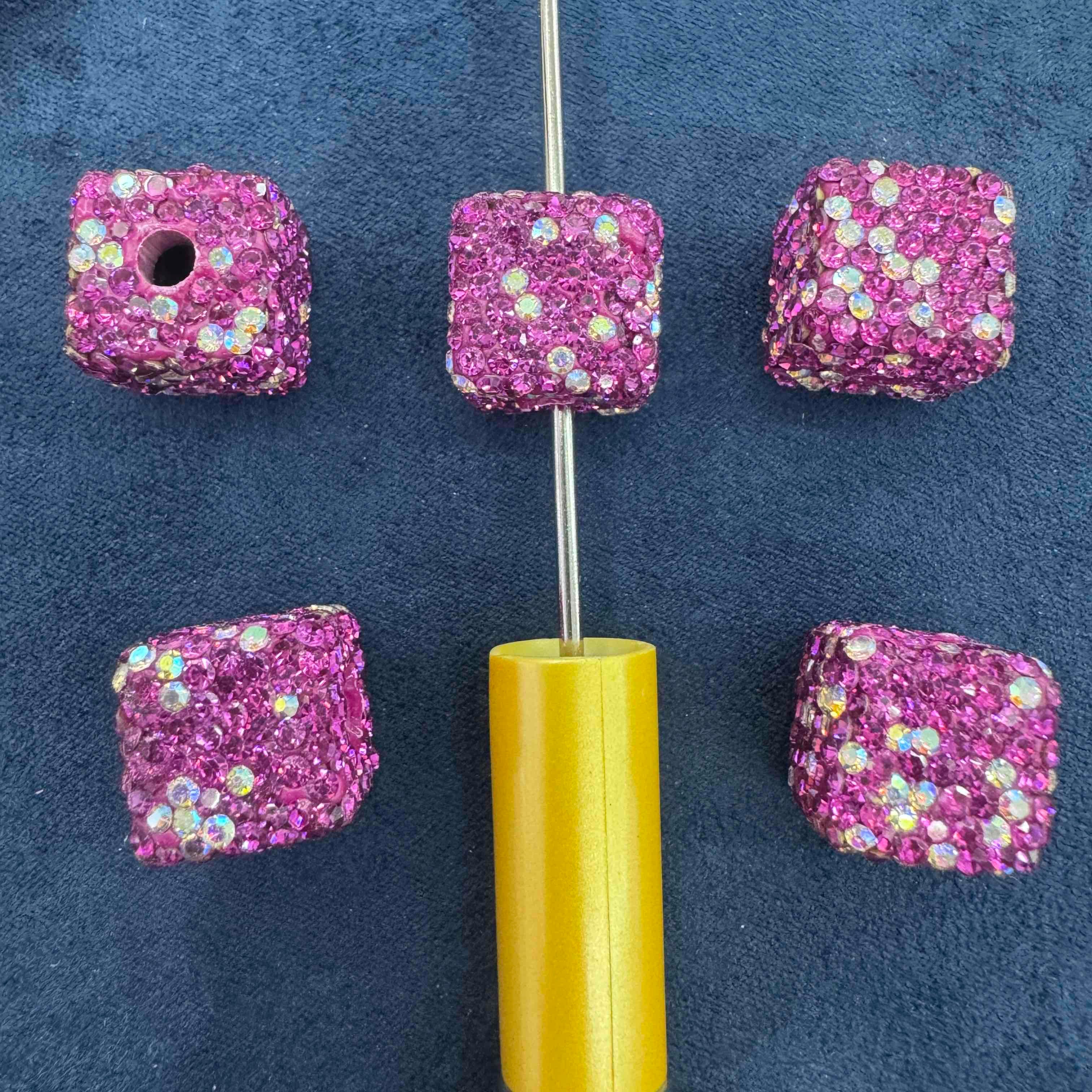 FS20232-16mm AB Color Rhinestone Clay Cube Beads