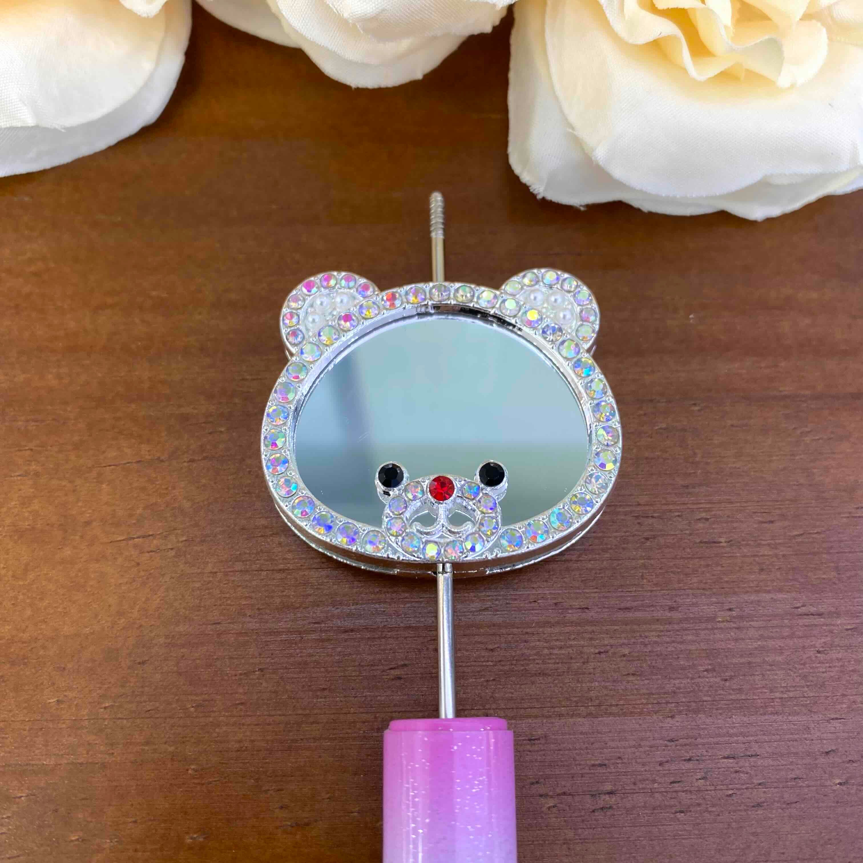 FS20636-Rhinestone Bear Mirror Metal Beads