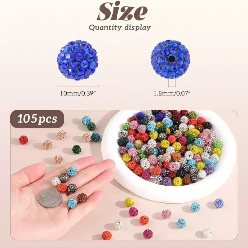 10mm Rhinestone Clay Beads For Jewelry Making Keychain Making