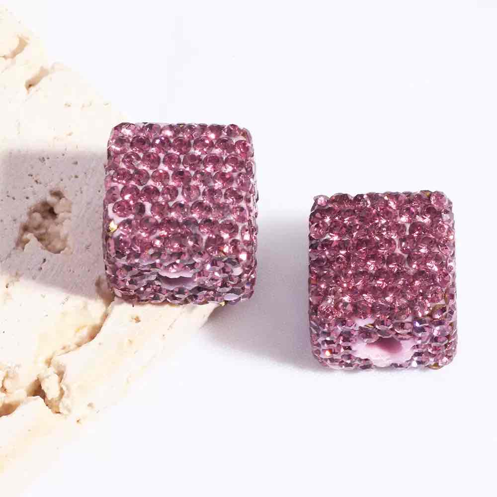 FS20231-16mm Solid Color Rhinestone Clay Cube Beads