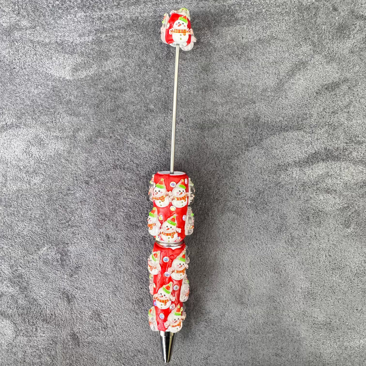 Gingerbread Man Santa Claus Tree and AB Rhinestones Beadable Clay Pens, Christmas Series,Red Clay Base