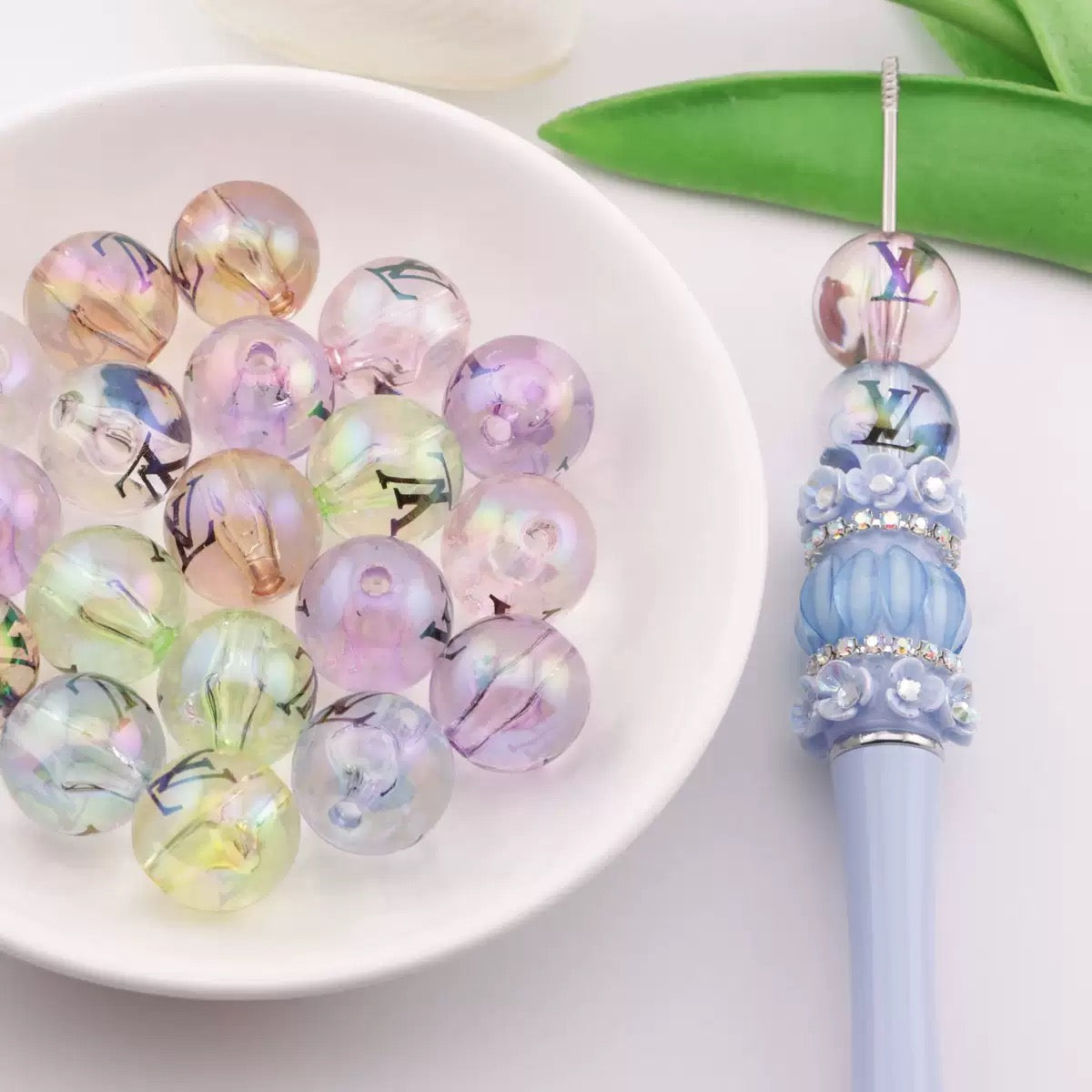FS4287- 16mm Clear Mixed Color UV Coating Printed Acrylic Beads