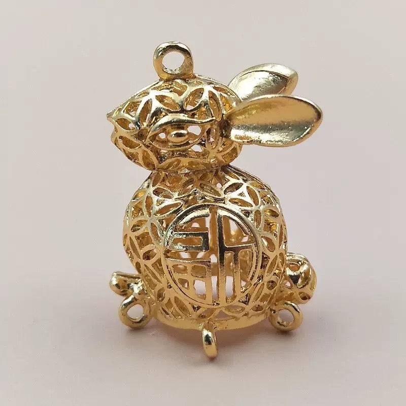 KC Gold  Hollow Cage Beaded Charm Pendant for DIY Jewelry