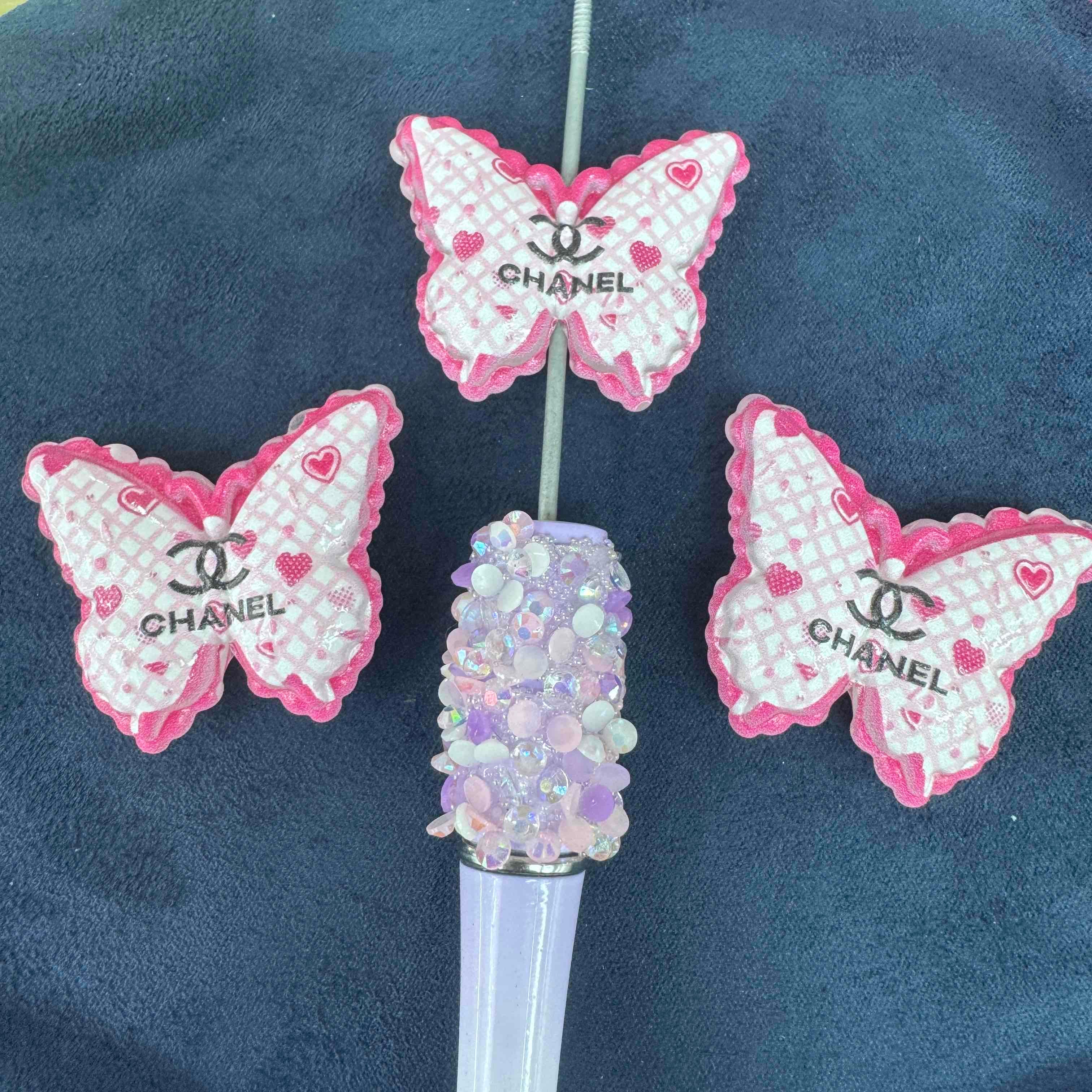 FS20302-Plaid Style Butterfly Acrylic Focal Beads