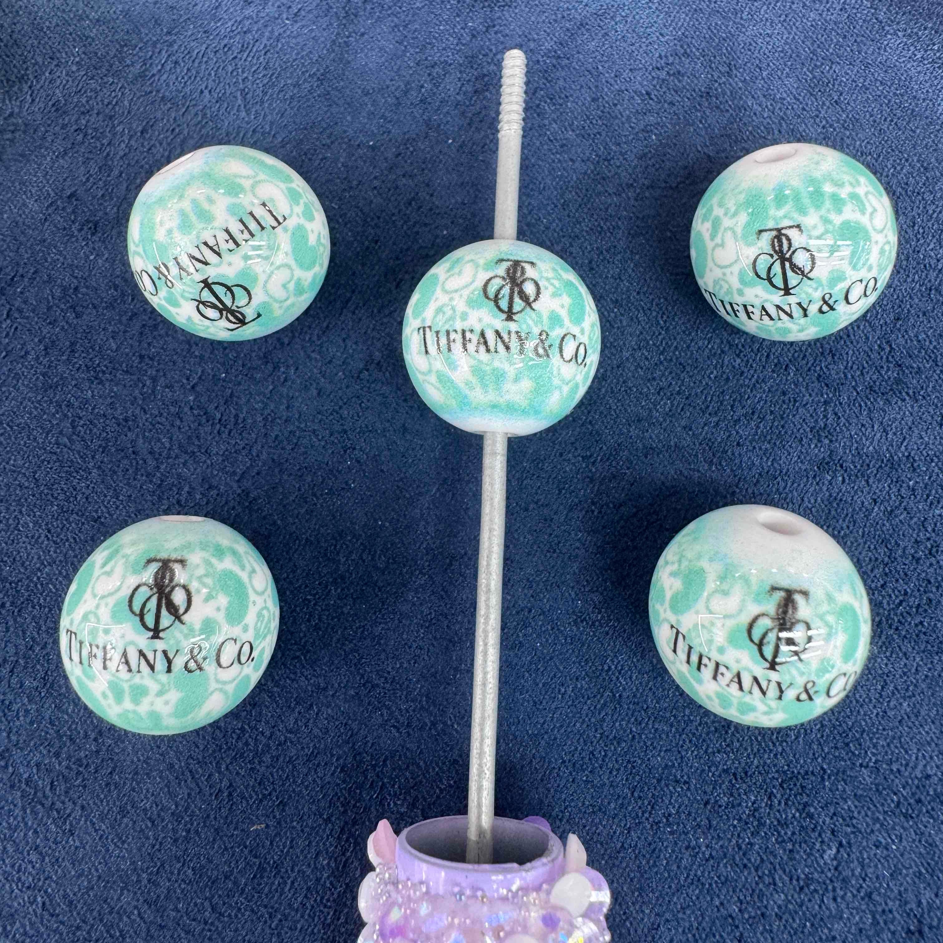 FS20304-Designer Printed Round Acrylic Focal Beads