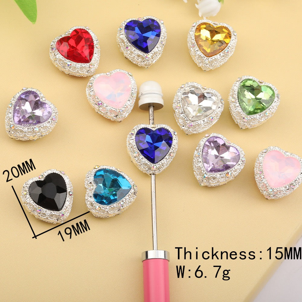 FS1641-20MM Love Sparkling Diamond Metal Beads Fit For Beadable Pen