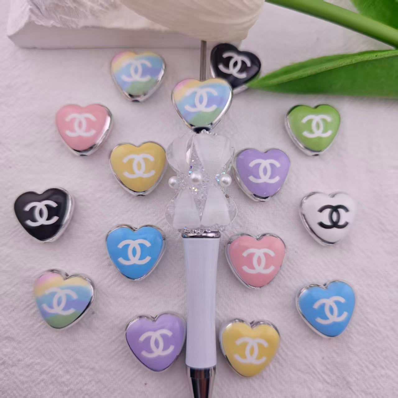 FS6347- 17×19mm Heart-shaped CC Acrylic Printed Beads Zoe's DIY Shop