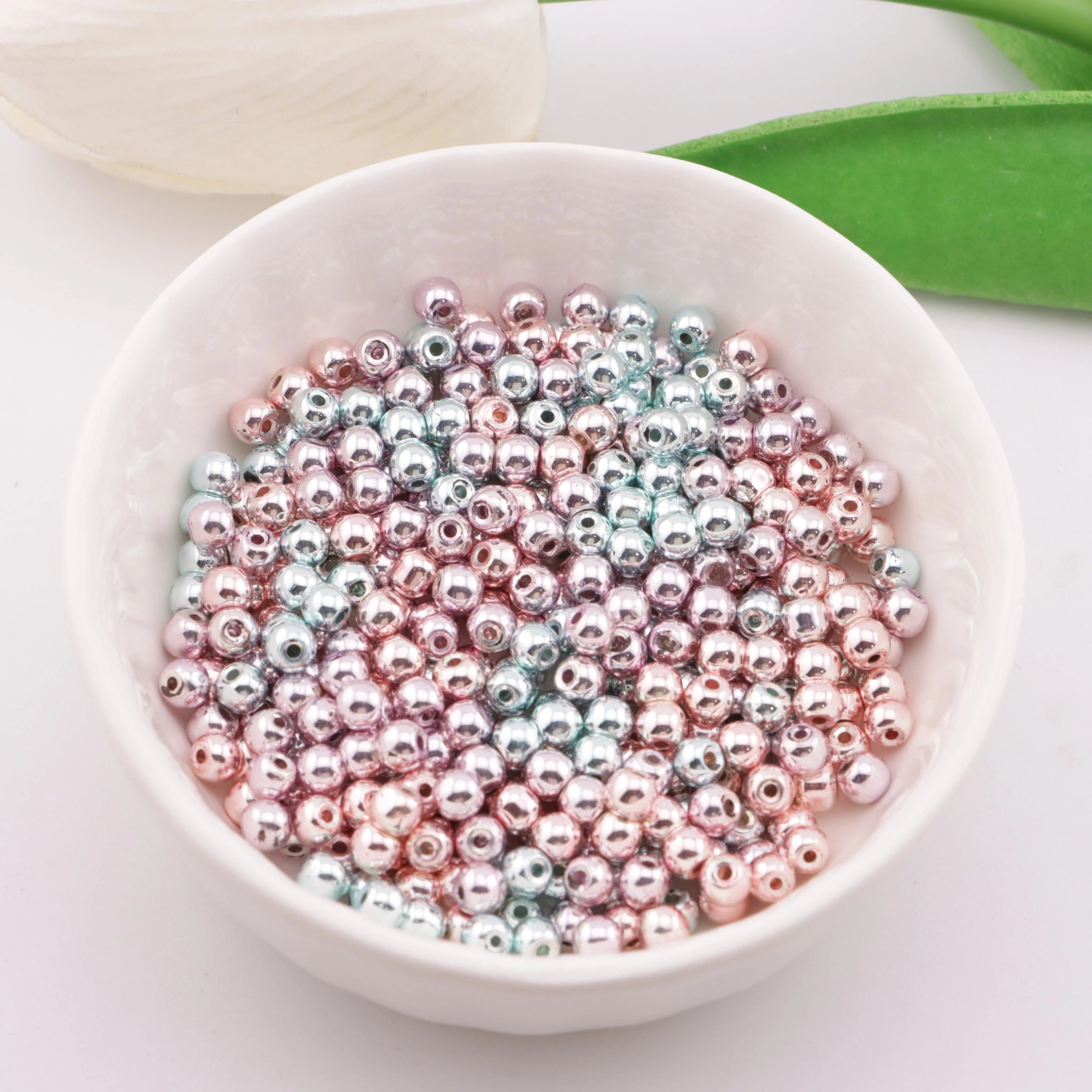 3.5mm Glass Beads Color-Plated High-Brightness Glass Beads (About 105-115 PCS/Strand) ZoeDIY Shop