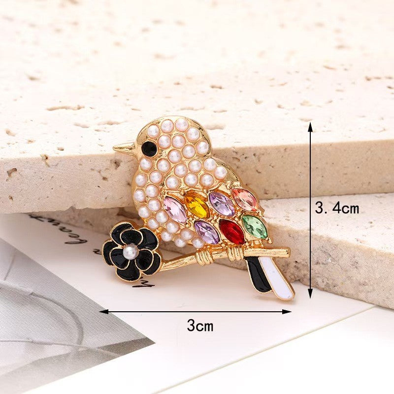 FS4818- 30Mm X 34Mm Pearl Flower And Little Bird Alloy Charms