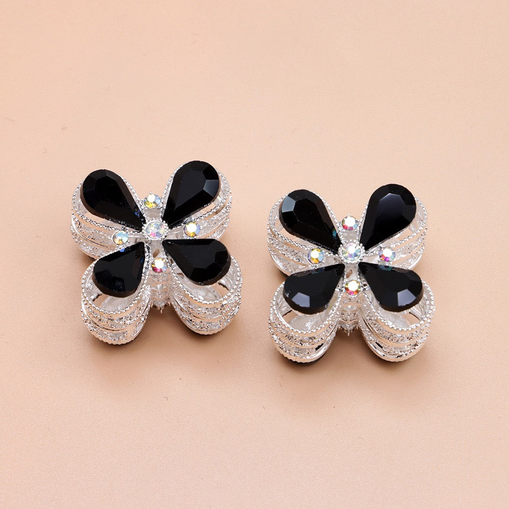 Teardrop Rhinestone Flower Metal Beads Series,Heavy‑Duty Hollow Flower Design,27×27×20mm